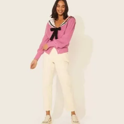 Cath Kidston Tops*Acid Rose Sailor Collar Knit Cardigan