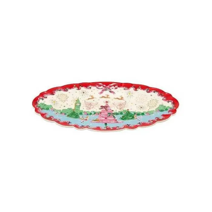 Cath Kidston Cooking & Dining*Christmas Oval Scallop Serving Platter