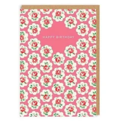 Cath Kidston Stationery*Happy Birthday (Kitsch Floral) Greeting Card (A6)
