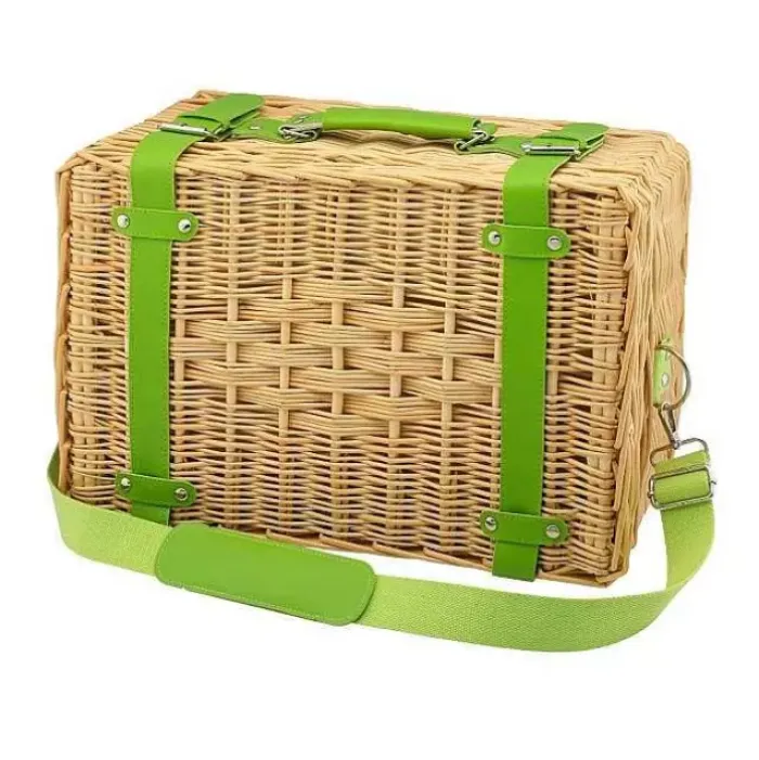 Cath Kidston Picnic Essentials*Paper Birds 4 Person Natural Wicker Picnic Basket