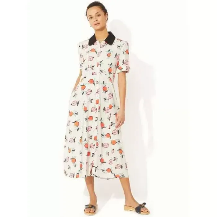 Cath Kidston Dresses & Skirts*Pomegranate Short Sleeve Printed Midi Shirt Dress