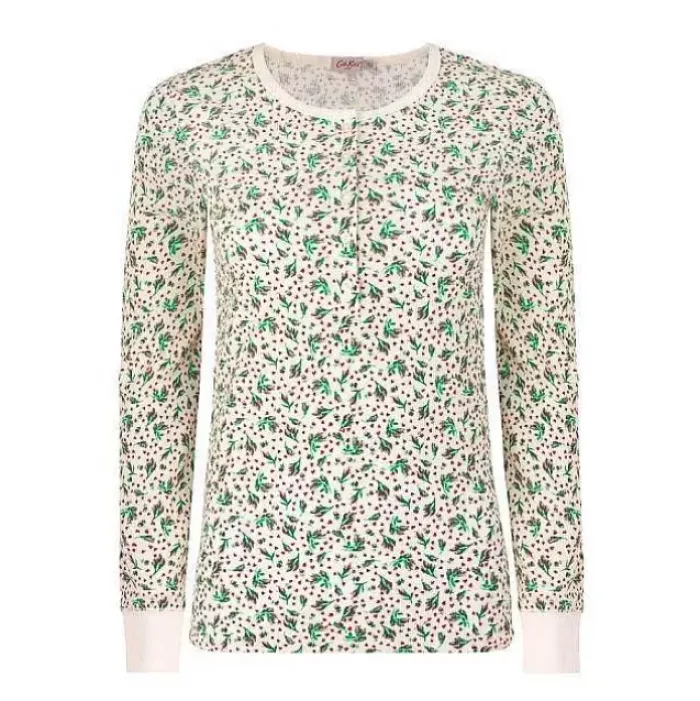 Cath Kidston Nightwear*Roses And Hearts Long Sleeve Henley Pj Top