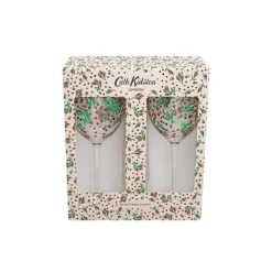 Cath Kidston Cooking & Dining*Roses And Hearts Set Of 2 Wine Glasses