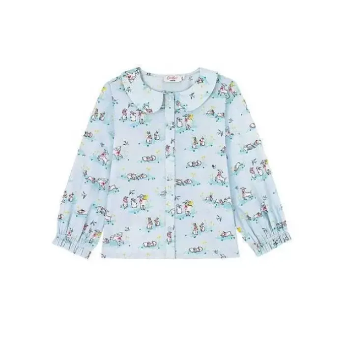 Kids Cath Kidston Kidswear*Spring Bunnies And Lambs Peter Pan Collar Woven Pj Set