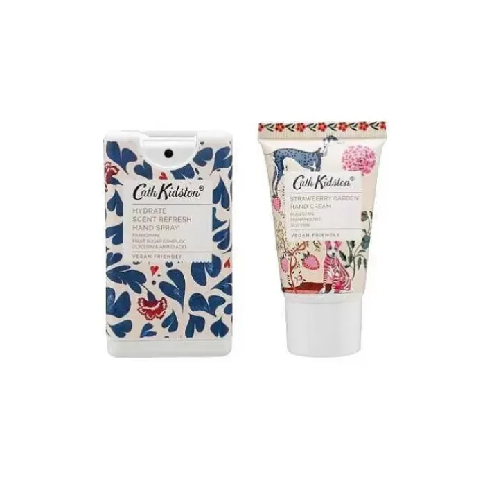 Cath Kidston Home Fragrance & Toiletries*Strawberry Garden Cosmetic Pouch (With 30Ml Hand Cream And 15Ml Moisturising Antibacterial Hand Spray)